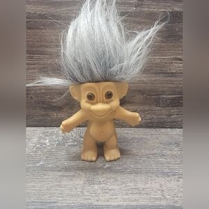 Vintage Russ Troll  Doll 1990s Grey Hair Toy 3 inch